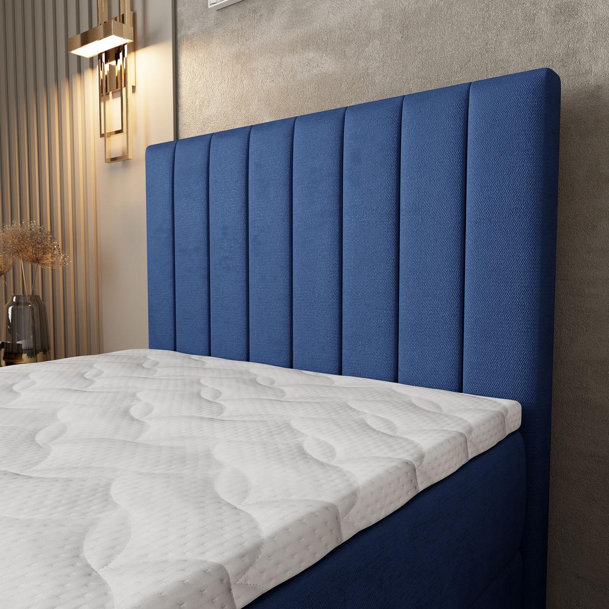 BOXBETT ARION 100 100x200 cm mit Matratze und Topper, H2+H3 - Blau - Blau, Holz (100/200cm) - MASSENO