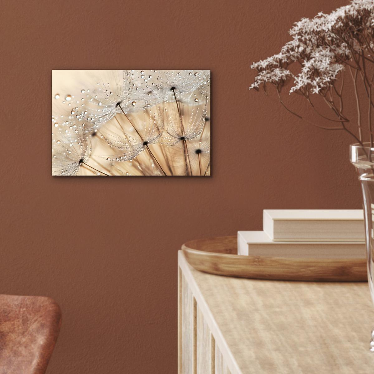 METALLBILD Löwenzahn - Abstrakt - Natur - Beige 30x20 cm - Braun, Metall (30/20cm) - MuchoWow