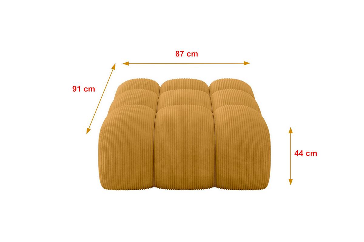 POUF OLEA-PUF 91x87x44 cm Senfgelb Cord Modular Sitzhocker - Dunkelgelb/Schwarz, Holzwerkstoff/Kunststoff (91/44/87cm) - ALTDECOR
