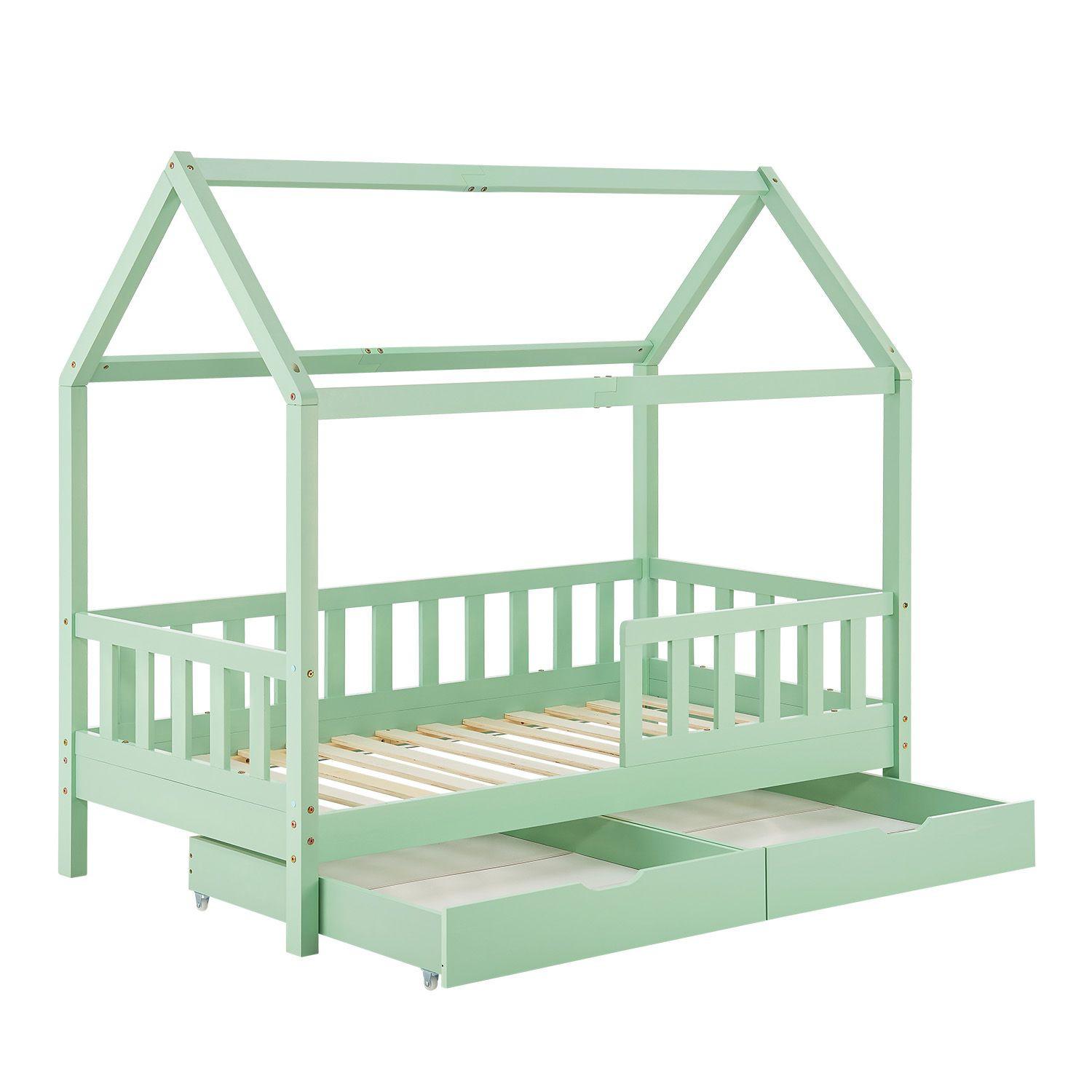 KINDERBETT Marli mint 90x200 cm mit Bettkasten - Mintgrün, Holz (90/200cm) - Juskys