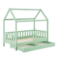 KINDERBETT Marli mint 90x200 cm mit Bettkasten - Mintgrün, Holz (90/200cm) - Juskys
