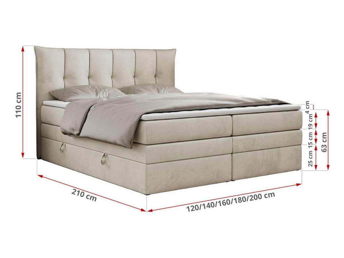 BOXSPRINGBETT PREMIUM 10 KING 180/200 Beige Velvet - H3 - Beige, Holz/Textil (180/200cm) - MKS