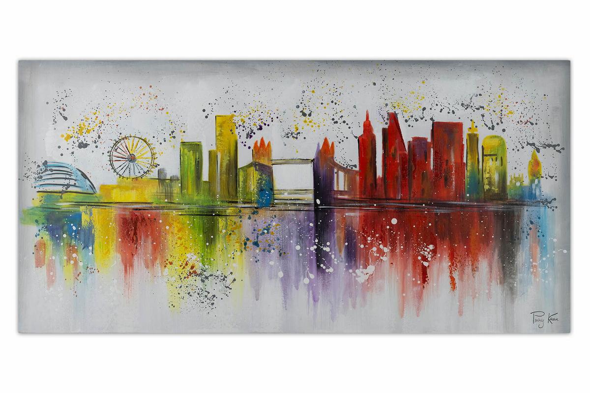 ACRYLBILD HANDGEMALT 120/60 cm - Multicolor/Grau, Holz/Textil (120/60cm) - KUNSTLOFT