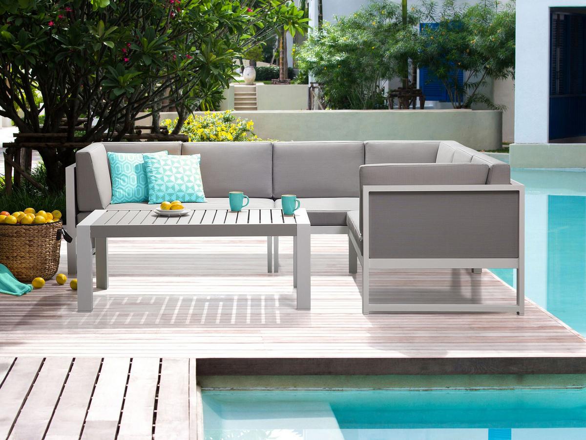 LOUNGE-SET 6-Sitzer grau Castella - Grau, Metall - Beliani