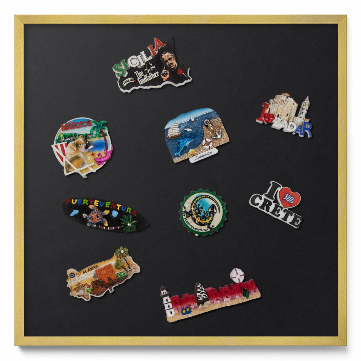 MAGNETTAFEL 50x50 cm Goldener Rahmen Farbe Schwarz - Mooreichefarben, Metall (50/50/0.4cm) - TULUP