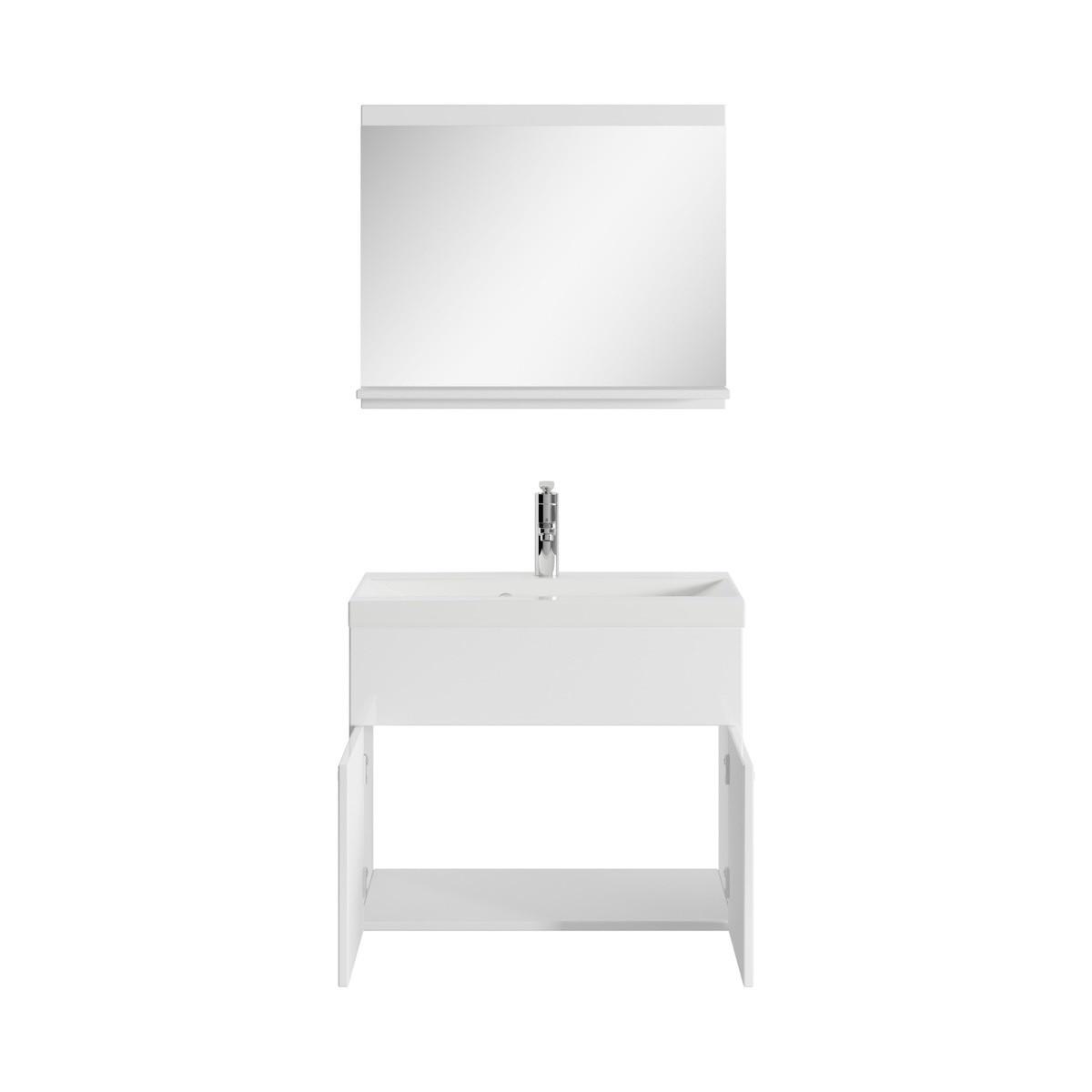 BADMÖBEL-SET Montreal 02 3 Teile Weiß Hochglanz - 60 x 35 x 51 cm - Chromfarben/Weiß Hochglanz, Holz/Metall (60/51/35cm) - Badplaats