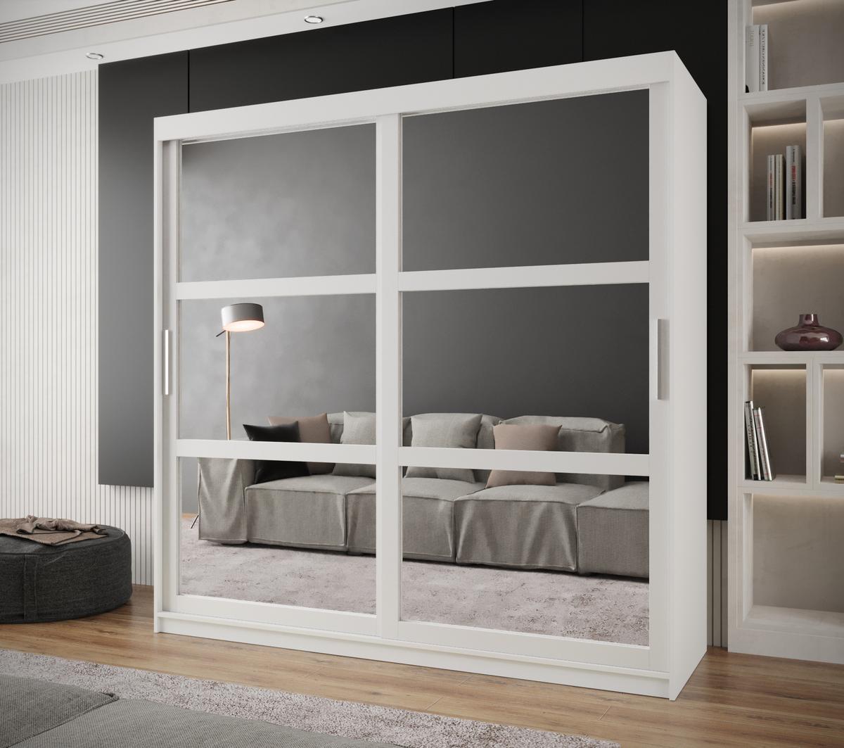 SCHWEBETÜRENSCHRANK 200/200/62 2-türig - Silberfarben/Weiß, Holz/Kunststoff (200/200/62cm) - MÖBEL KRYSPOL
