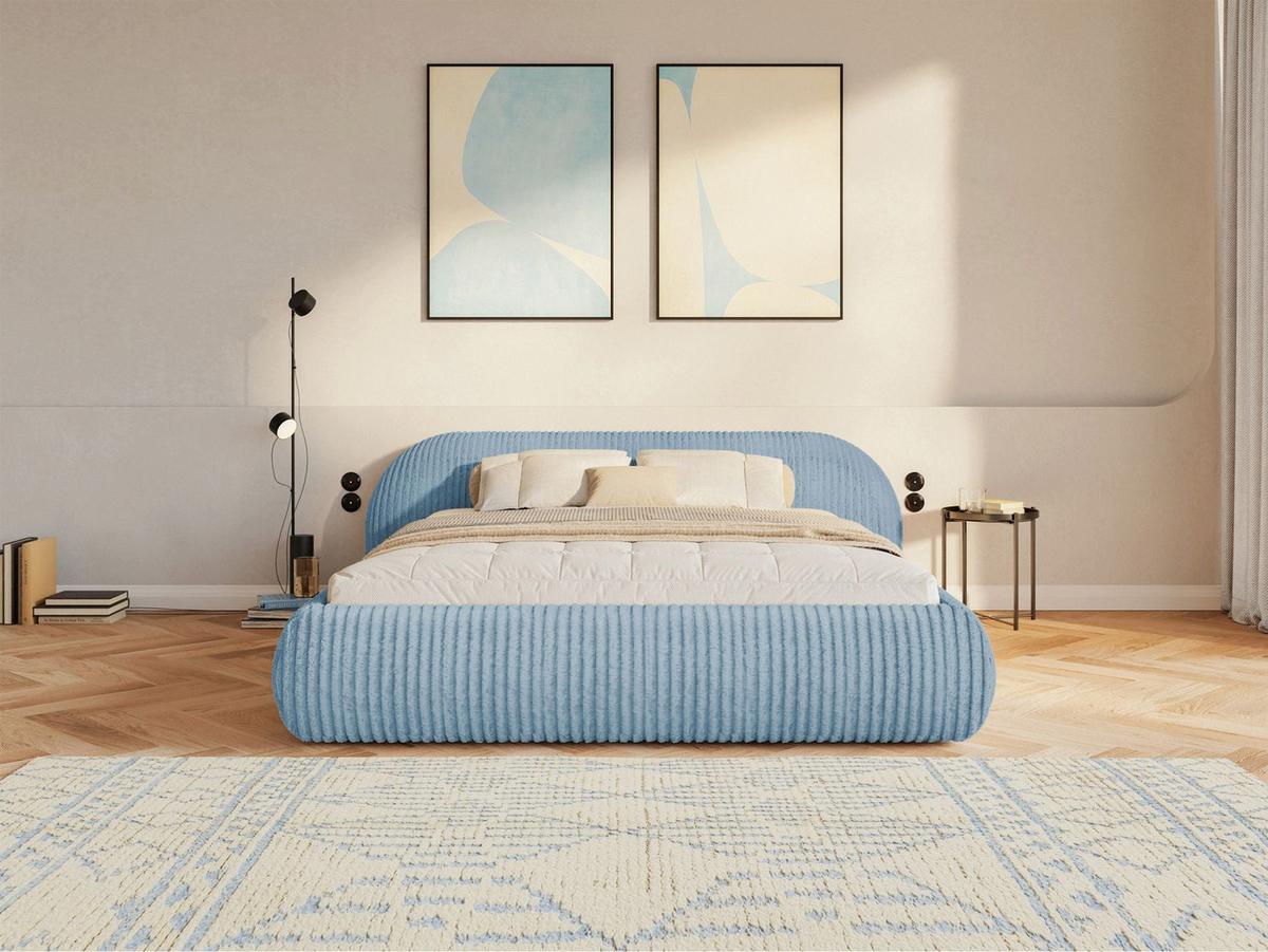 POLSTERBETT Shels Low Blau 160x200 cm - Blau/Schwarz, Kunststoff/Textil (160/200cm) - Selsey