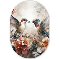 WANDBILD Kolibri - Vögel - Blumen - Natur Deko Groß 80x120 cm - Altrosa, Kunststoff (80/120cm) - MuchoWow