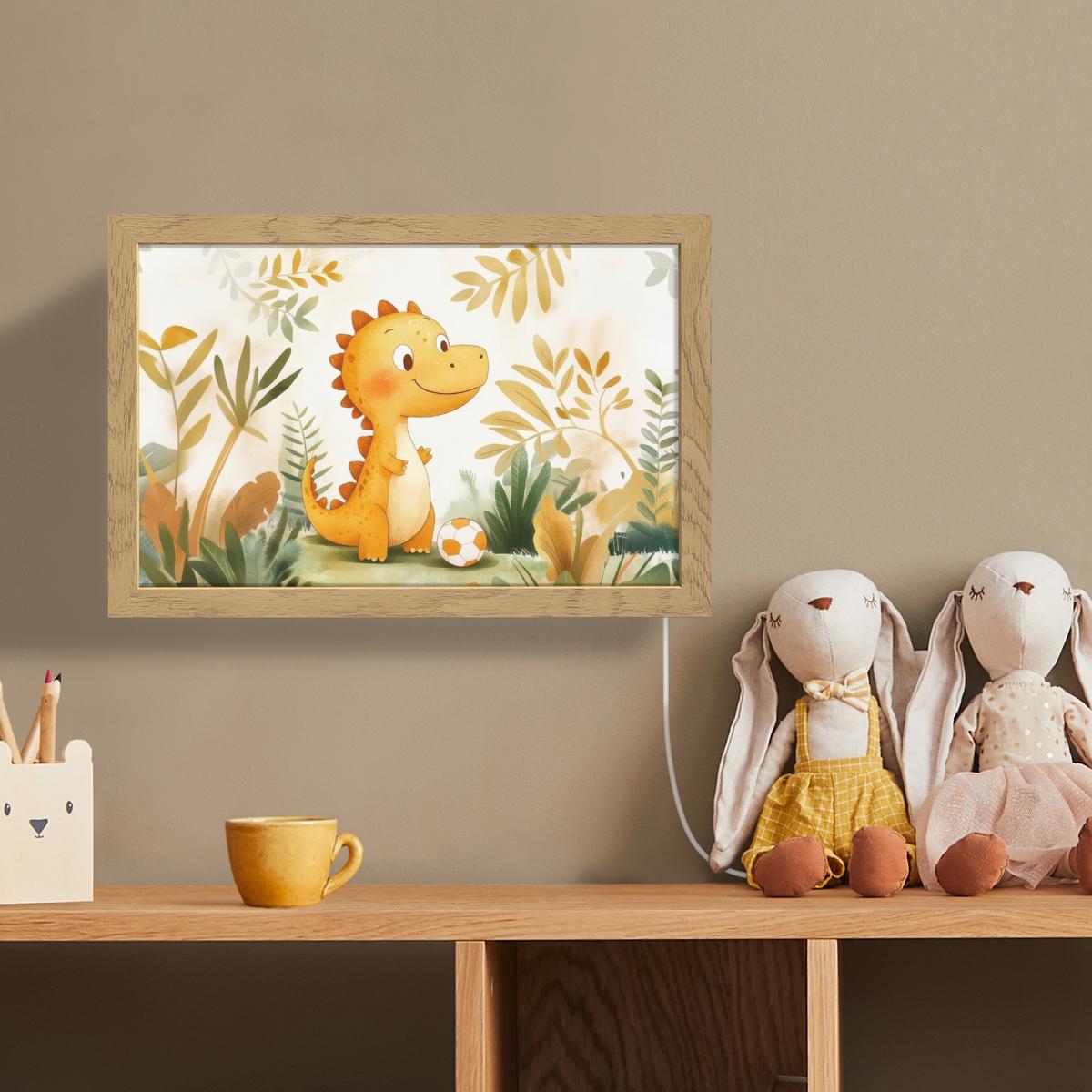 WANDLEUCHTE Dino - Fußball - Orange 30x20 cm - Beige, Holzwerkstoff (30/20/8cm) - OnlyWow