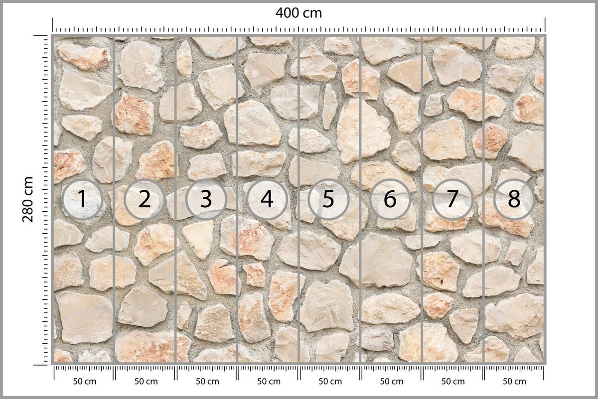 FOTOTAPETE für Wohnzimmer Steinmauer Ziegel Wand Industrial Textur400x280 - Weiß/Grau, Papier (400/280cm) - Muralo
