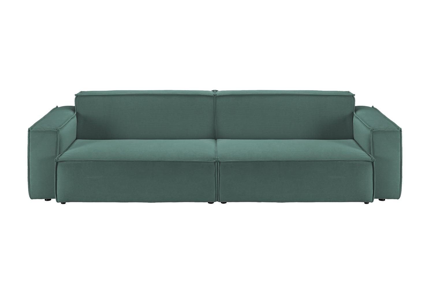 SOFA SAMU Dunkelgrün Cord - Dunkelgrün/Schwarz, Textil (266/72/106cm) - KAWOLA