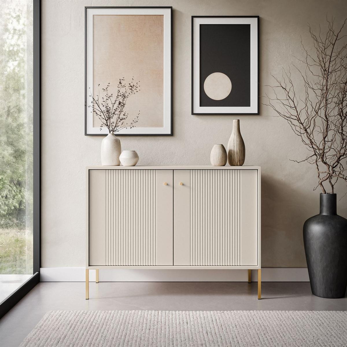 KOMMODE VIVALDI 2D mit geriffelten Fronten - Kaschmir, Holzwerkstoff (105/79/39cm) - Lookway
