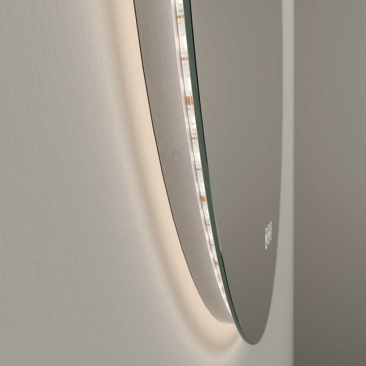 BADSPIEGEL Rund mit Beleuchtung Rahmenlos, 3 Lichtfarben, beschlagfrei, Ø 50 cm - Transparent, Glas (50/50/3cm) - EMKE