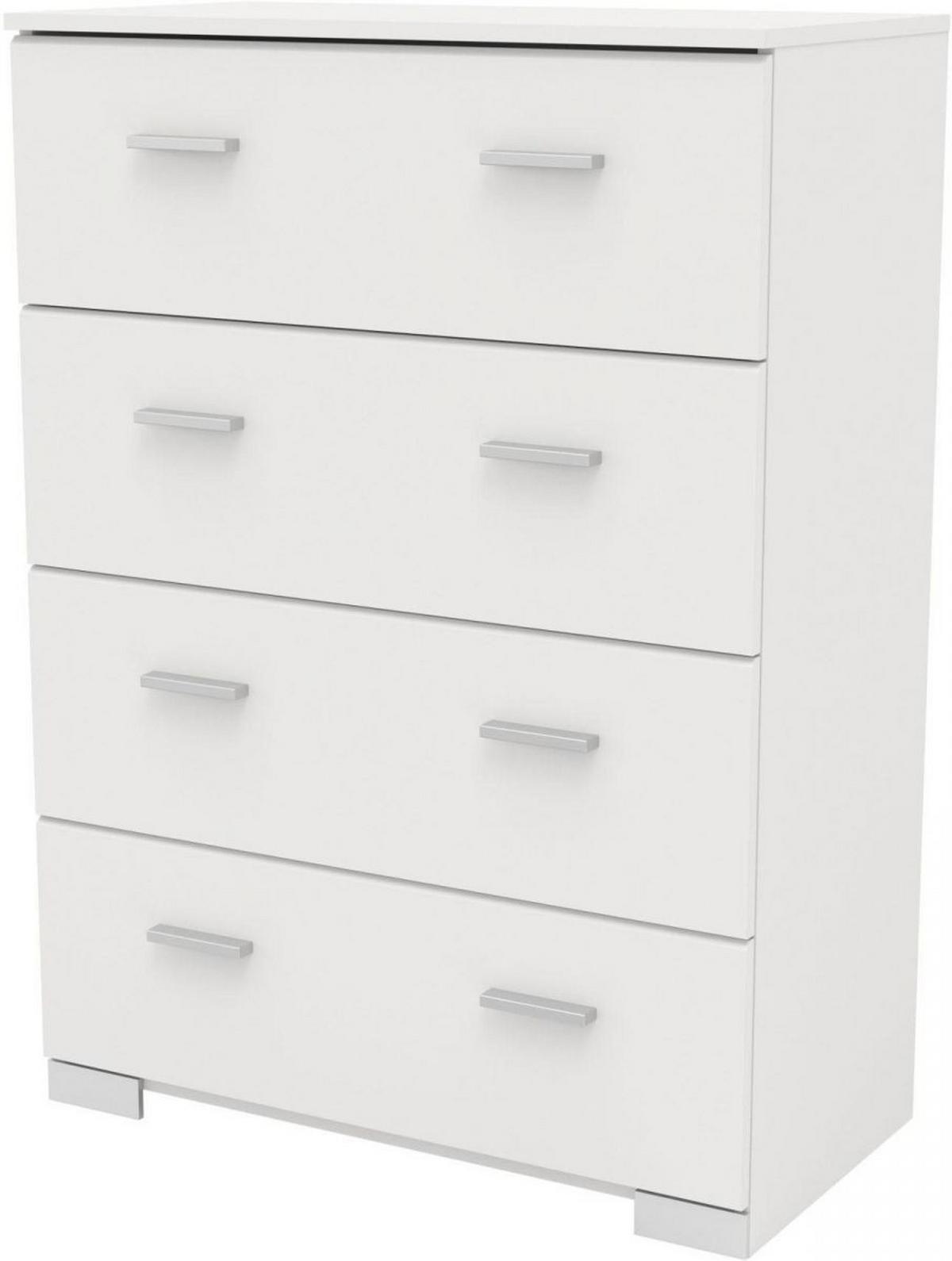 KINDERZIMMER weiß, grau, Set 2-teilig mit Stauraumbett, Kommode - Silberfarben/Weiß, Holzwerkstoff/Kunststoff (135/106/203cm) - Parisot Meuble