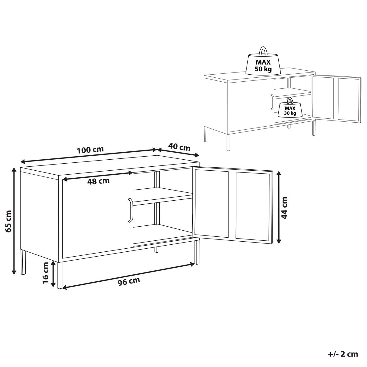 BÜROSCHRANK Weiß Uria - Weiß, Metall (100/65/40cm) - Beliani