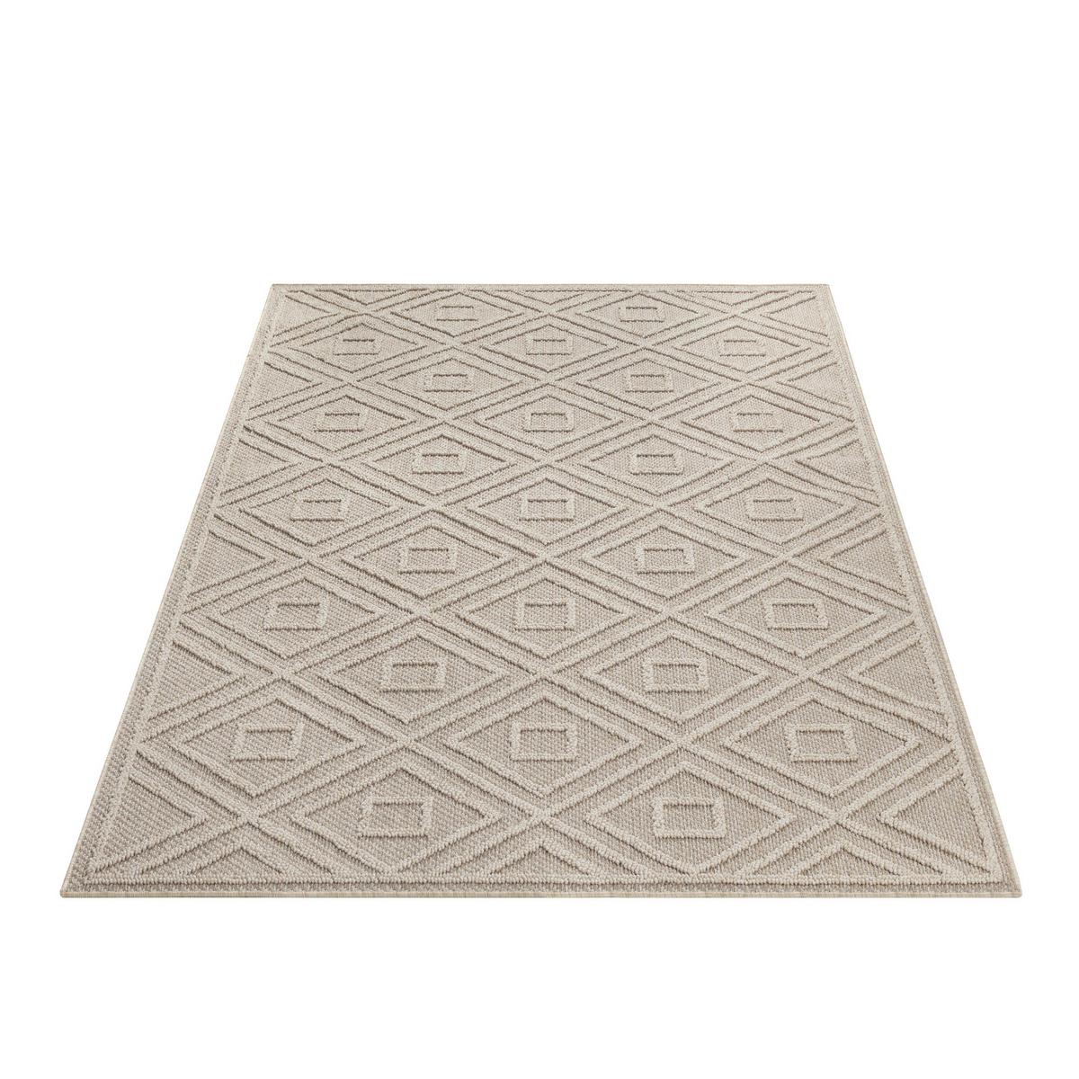 TEPPICH Outdoor IMST in Beige, mit Rautenmuster, aus Polypropylen, 80 x 150 cm - Beige, Textil (150/80cm) - KADIMA DESIGN