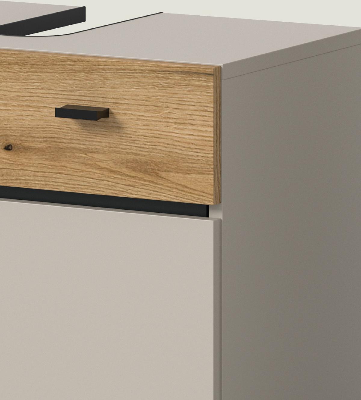 WASCHBECKENUNTERSCHRANK Kaschmir, Eiche Evoke 60 cm, Badschrank 2-türig - Kaschmir/Eichefarben, Holzwerkstoff/Kunststoff (60/56/35cm) - Inn.Furn