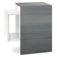 NACHTTISCH Queens Front in Grau Hochglanz - Grau, Holzwerkstoff (60/63/36cm) - Vladon