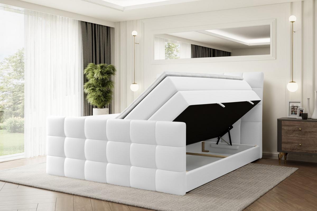 BOXSPRINGBETT BRUGO-Z KING - 120 x 200 - H3/H4 - Weiß Hochglanz - Weiß Hochglanz, Holzwerkstoff (120/200cm) - ALTDECOR