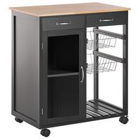 SERVIERWAGEN Schwarz Boves - Schwarz/Braun, Holzwerkstoff/Kunststoff (76/88/48cm) - Beliani