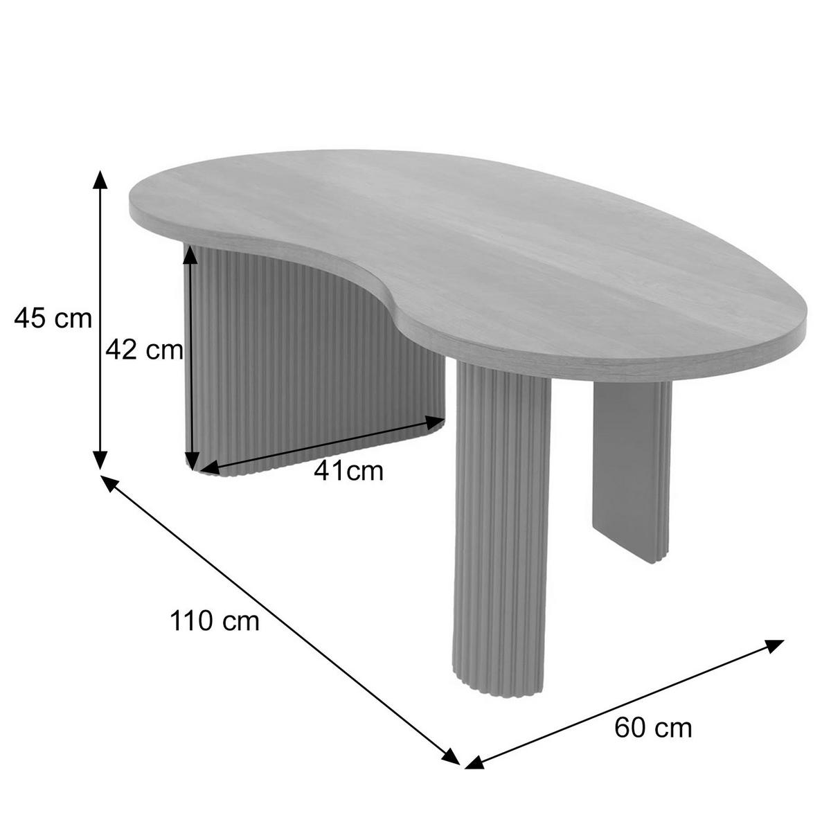 COUCHTISCH organisch Weiß - Weiß, Holz (60/110/45cm) - MCW