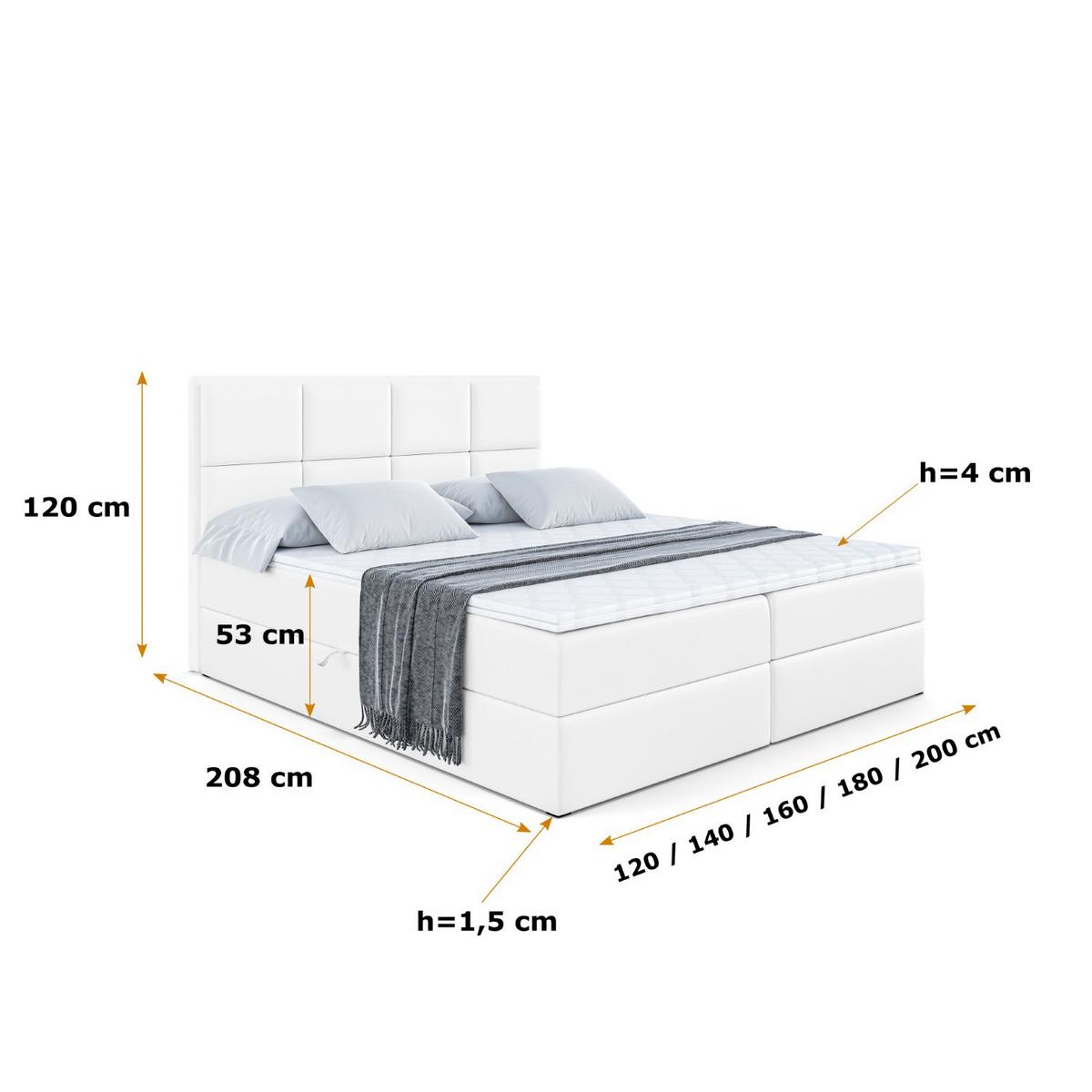BOXBETT mit Matratze H3 und Lattenrost - NOVA - 140x200 Weiß Hochglanz - Weiß Hochglanz, Holzwerkstoff (140/200cm) - ALTDECOR
