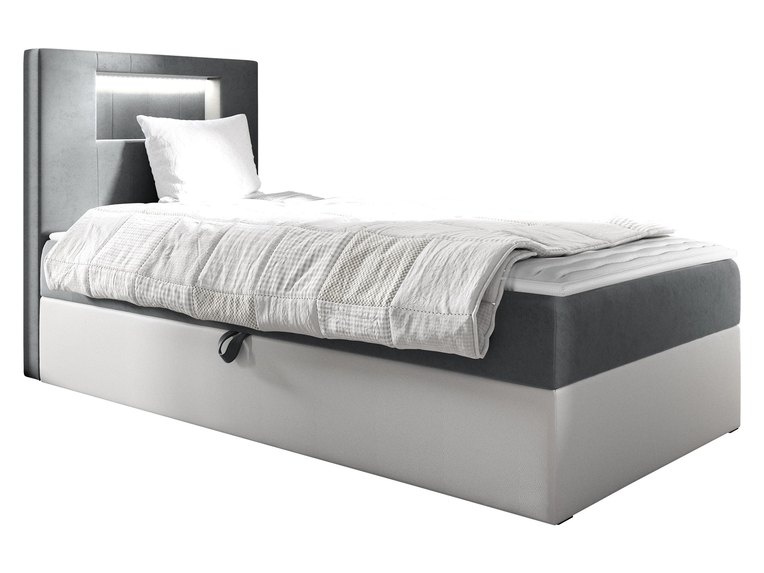 BOXBETT Gold Junior 1, Seite zum Öffnen des Bettkastens: Links - H3 - Weiß/Grau, Holz (80/200cm) - MIRJAN24