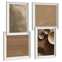 BILDER SET 4er Set - 50x50 cm & 40x60 cm Weißer Rahmen - Moderne Steinstrukturen - Weiß, Kunststoff (50/50cm) - TULUP