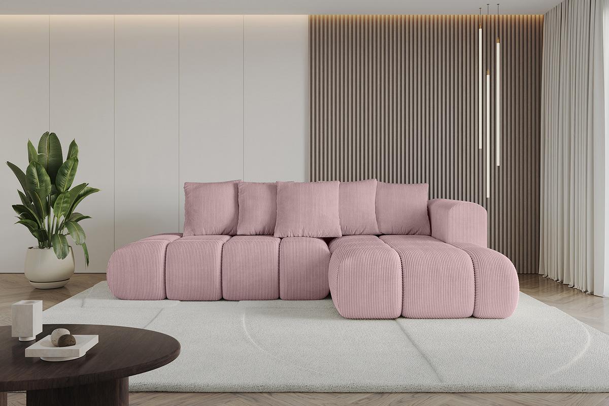 ECKSOFA Ottomane Rechts CLOUD-L-v1 280x185x90 Rosa Cord - Rosa, Holzwerkstoff/Kunststoff (185/280cm) - ALTDECOR