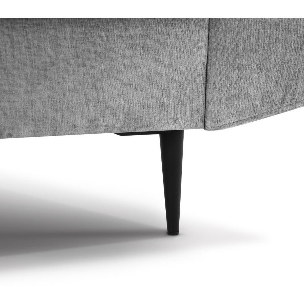 SOFA Venezia 2-Sitzer mit Metallbeinen, hellgrau, 233 cm - Hellgrau/Schwarz, Holzwerkstoff/Metall (172/85/94cm) - Beautysofa