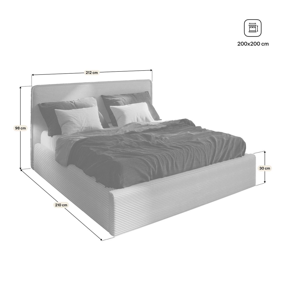 POLSTERBETT PARMA 200x200 cm mit Bettkästen - Gelb - Gelb, Holz/Textil - MASSENO