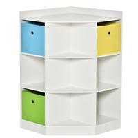 KINDERREGAL Eckregal mit 3 Aufbewahrungsboxen Kinderzimmer Spielzeugablage Weiß - Weiß, Holzwerkstoff (57.4/94/57.4cm) - HOMCOM