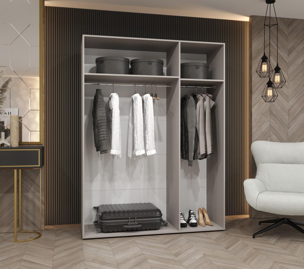DREHTÜRENSCHRANK 202/150/52 3-türig - Kaschmir/Schwarz, Holz (150/202/52cm) - MÖBEL KRYSPOL