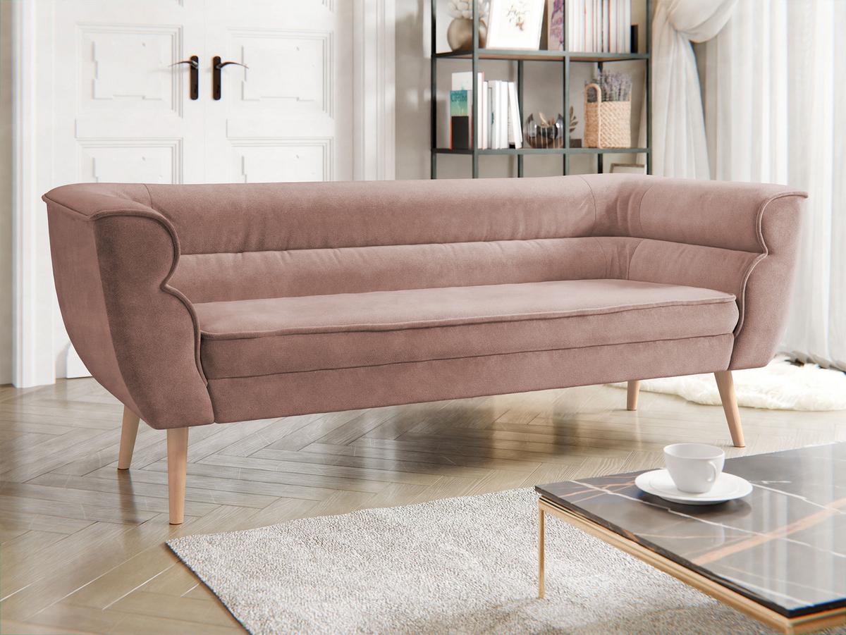 SOFA Bal 3 - Rosa/Naturfarben, Holz/Textil (182/75/74cm) - MIRJAN24