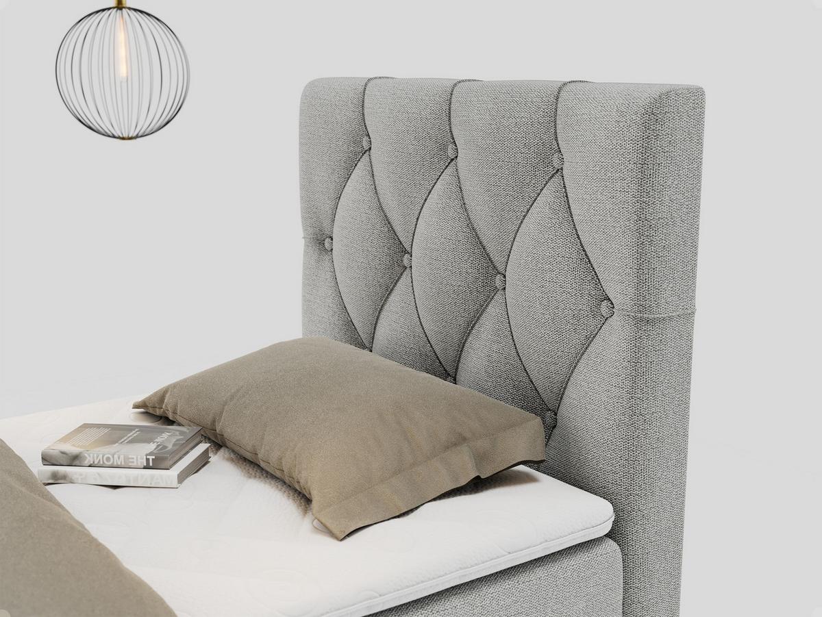 BOXBETT ALDA 90/200 Hellgrau Struktur - H3 - Rechts Seite - Hellgrau, Holz/Textil (90/200cm) - MKS