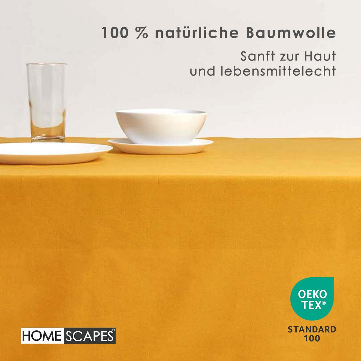 TISCHDECKE senfgelb 137/228 cm, 100% Baumwolle - Dunkelgelb, Textil (137/228cm) - Homescapes