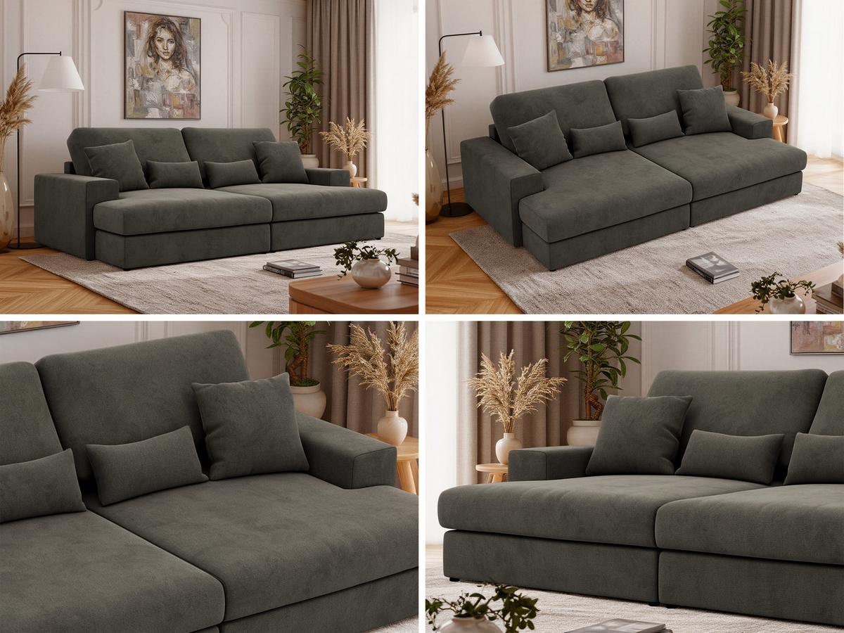 3-SITZER SOFA ANERO - Dunkelgrau Velvet - Dunkelgrau/Schwarz, Kunststoff/Textil (292/107/163cm) - MKS