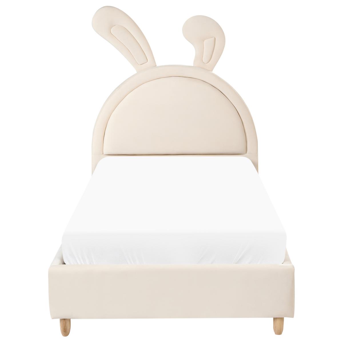 KINDERBETT Kaninchen Samtstoff 90/200 cm Beige Lallias - Beige, Textil (90/200cm) - Beliani