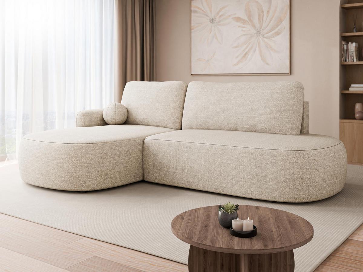 ECKSOFA Loridu O, Seite: Links - Sandfarben/Schwarz, Holz/Kunststoff (274/174cm) - MIRJAN24