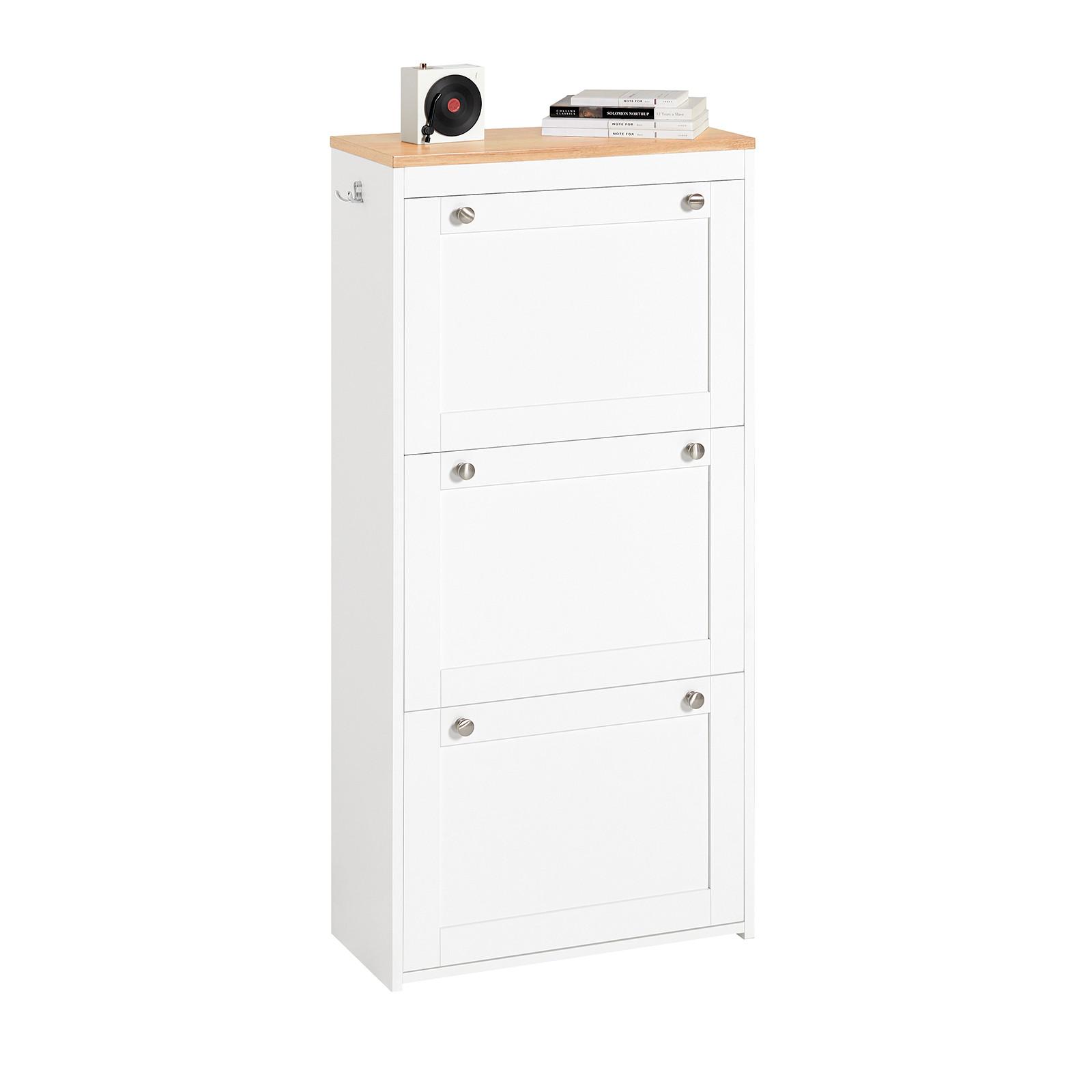 SCHUHSCHRANK Weiß-Natur - Weiß, Holzwerkstoff (59/116/26cm) - SoBuy
