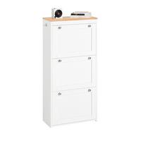SCHUHSCHRANK Weiß-Natur - Weiß, Holzwerkstoff (59/116/26cm) - SoBuy