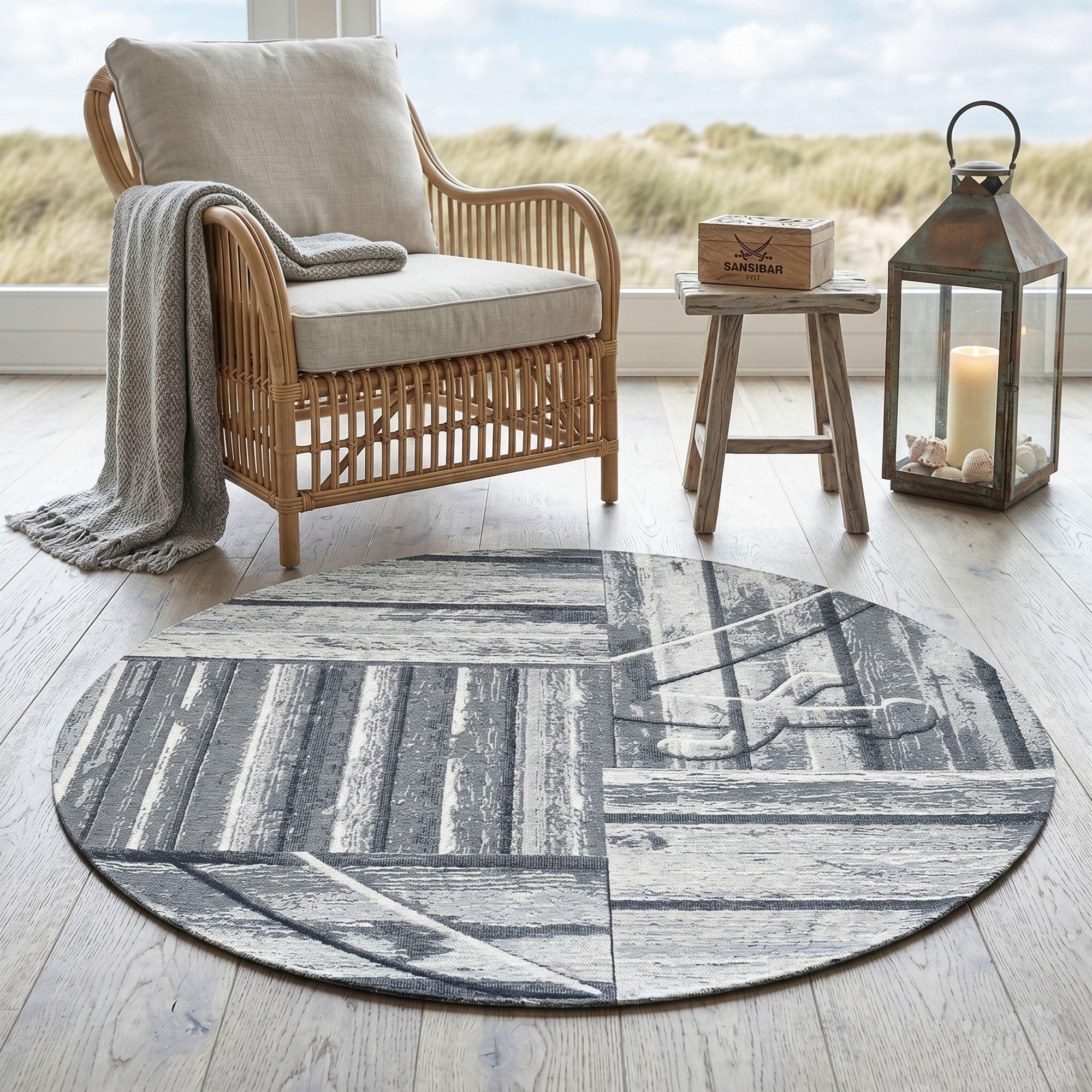 FLACHWEBTEPPICH Keitum 100x100 cm - Grau, Textil (100/100cm) - Sansibar SYLT