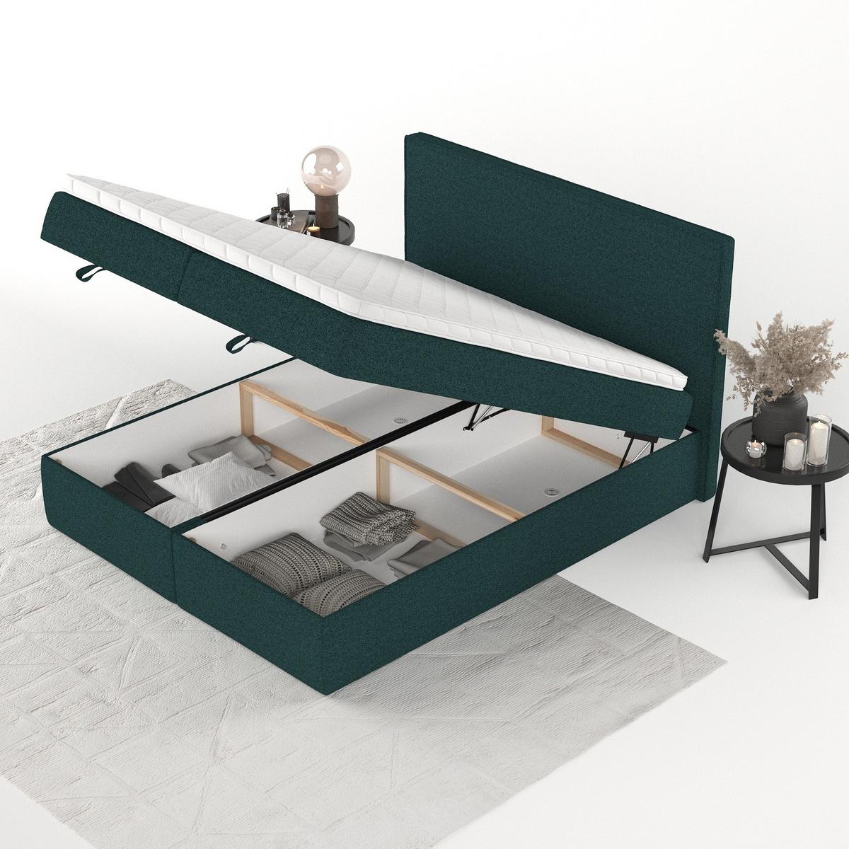 BOXBETT Velma 200/200 cm Grün im Riva Stoff - Schwarz/Grün, Holz/Holzwerkstoff (200/200cm) - AltaBeds