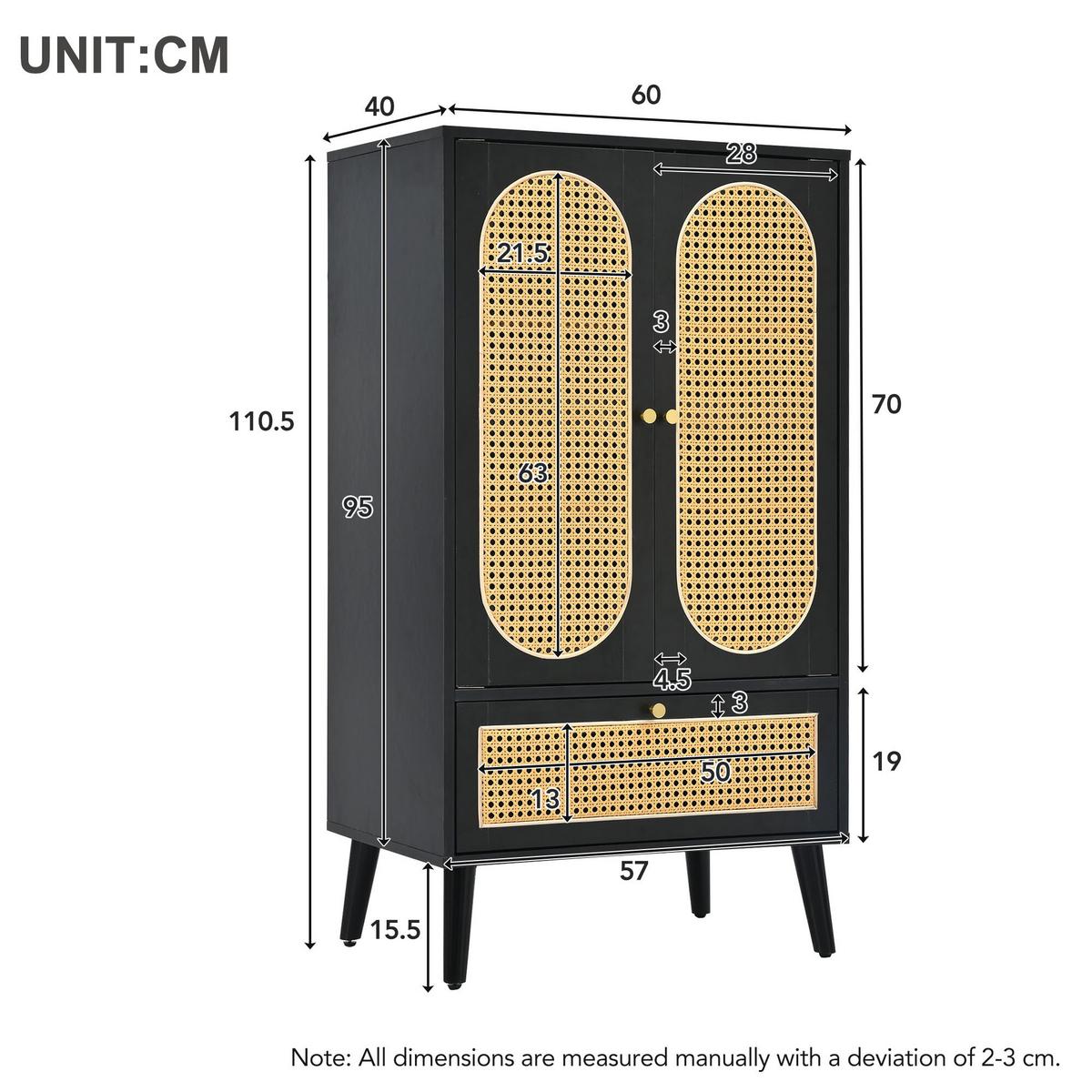 HIGHBOARD Schwarz 60/40/110 cm - Schwarz, Holzwerkstoff (60/111/40cm) - Urban Meuble