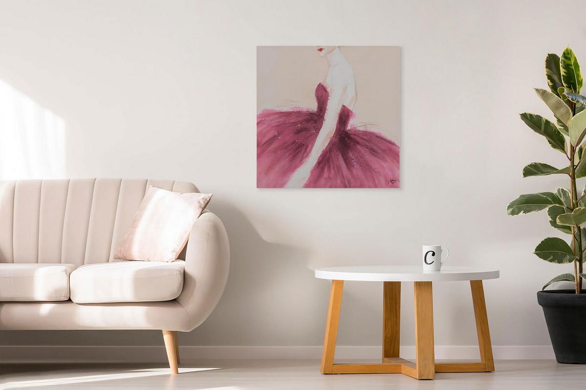 ACRYLBILD HANDGEMALT 80/80 cm - Pink, Holz/Textil (80/80cm) - KUNSTLOFT