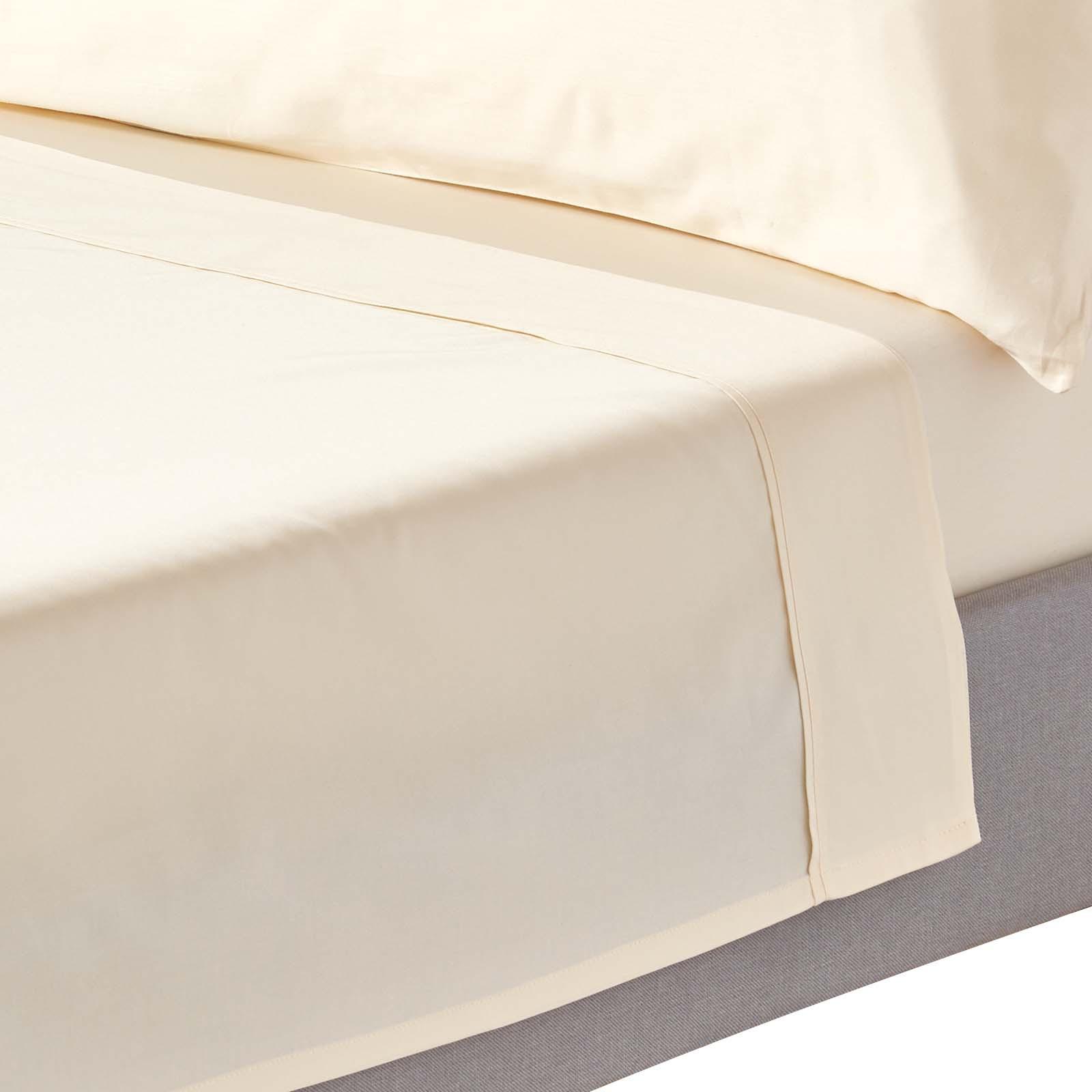 SATIN-BETTLAKEN ohne Gummizug, Bio-Baumwolle, Fadendichte 400 - Creme, Textil (180/290cm) - Homescapes