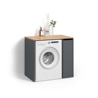WASCHMASCHINENSCHRANK Paolina Anthrazit/Goldkraft Eiche 93.6 x 88.2 cm mit Fächern und Tür - Honigeiche/Anthrazit, Holzwerkstoff (93.6/88.2/60.3cm) - Livinity®