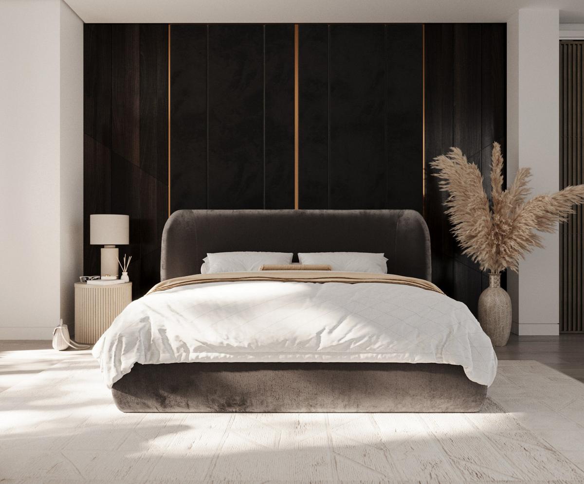 POLSTERBETT Bellano mit Stauraum 200/200 cm Braun im Lotta Stoff - Schwarz/Naturfarben, Holz/Holzwerkstoff (200/200cm) - AltaBeds