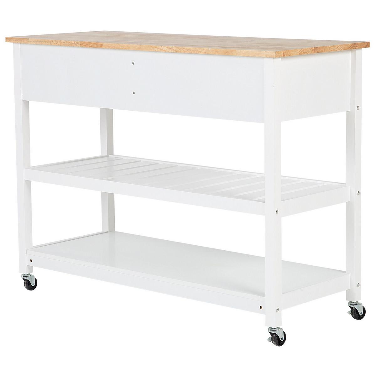SERVIERWAGEN Weiß Navarino - Hellbraun/Weiß, Holz (120/91/48cm) - Beliani